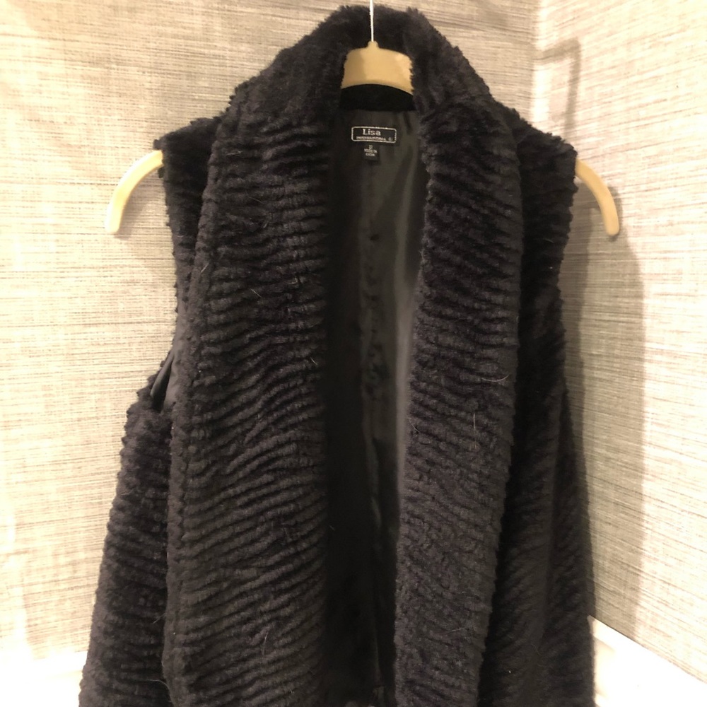 Faux fur black modified flair vest